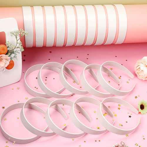 Hotop 100 Pcs Plastic Headbands Bulk 1 Inch Wide Craft No Teeth Plain Headbands DIY Hair Band Accessories for Girls Women (White,1 Inch Wide)