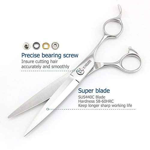 Barber Scissors 7" Professional Sliding Hair Scissors Willow Shape Sliding Hair Shears Professional Haircut Razor Edge 440c Barber Shears KINSARO for Hairdresser Barbershop or Home Use