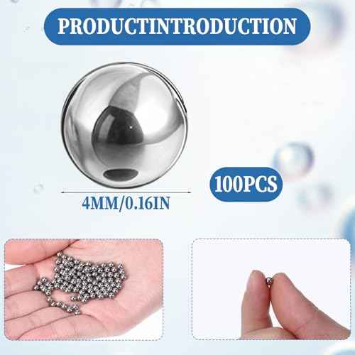 100 PCS Paint Mixing Balls, Metal Balls Stainless Steel Ball Bearings for Model Mixing and Stirring of Paint or Nail Polish Agitator (0.16"/4mm)