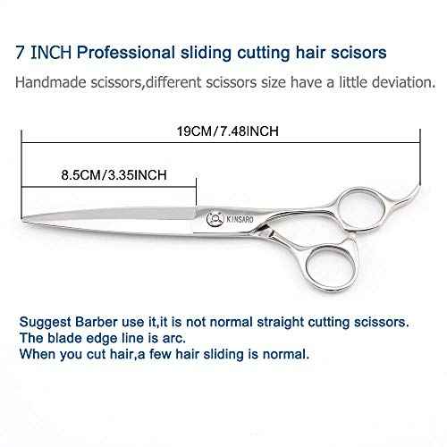 Barber Scissors 7" Professional Sliding Hair Scissors Willow Shape Sliding Hair Shears Professional Haircut Razor Edge 440c Barber Shears KINSARO for Hairdresser Barbershop or Home Use