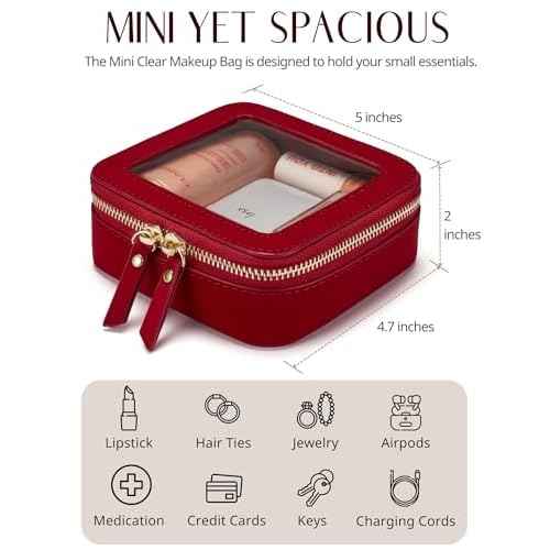 Popvibe Clear Makeup Bag Travel Cosmetic Case Transparent Toiletry Bag with Zipper, Portable Make Up Organizer Traveling Compact Car Bag for Essentials