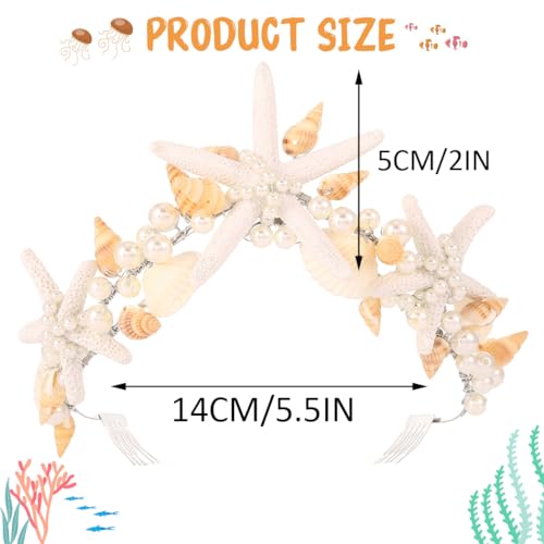 Unicra Starfish Crown and Tiaras Silver Pearl Bridal Headband Beach Headpiece Wedding Hair Accessories for Women and Girls