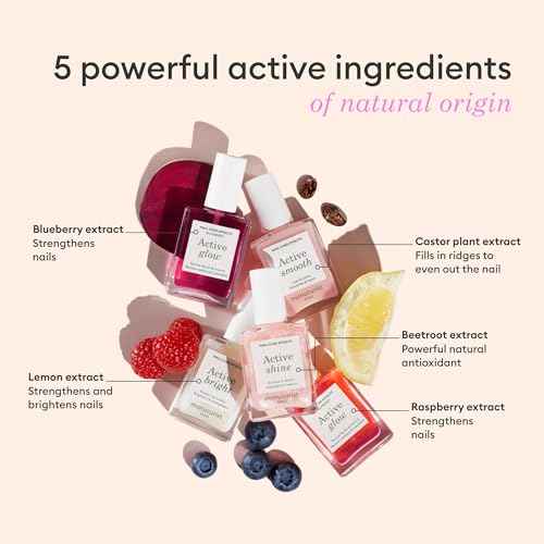 Manucurist Rainbow Active¢â Full Range 5-Pack Gift Set - Nail Care & Polish Set - No Lamp - 5 Treatment Nail Polish : Glow Raspberry, Glow Blueberry, Shine, Smooth, Bright - Christmas Gifts for Women