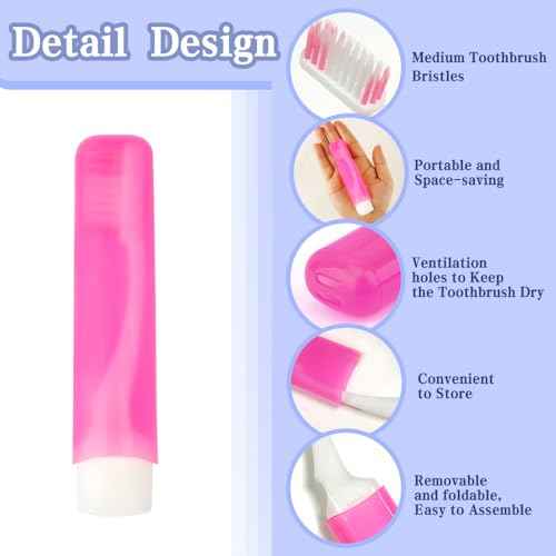 Travel Toothbrush, 3PCS Travel Toothbrush Set, Mini Toothbrush Soft Portable Toothbrushes Travels with Tooth Brush Cover Small Folding Toothbrushes Individually Wrapped for Camping Home