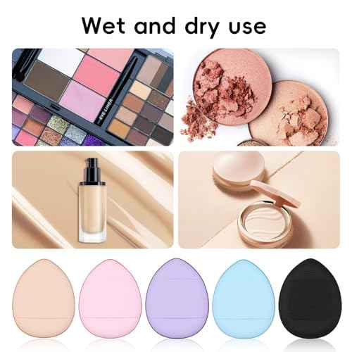 30 Pcs Mini Powder Puff & mini makeup sponge Set£¬with Storage Box - setting powder puff, Dual-Use (Dry/Wet) for Foundation, Concealer & Eyeshadow - Soft.Finger powder puff&makeup puff£¬ Makeup Sponge