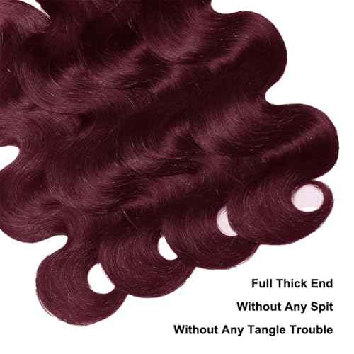 Burgundy Bundles Human Hair Body Wave 24 Inch Bundle Brazilian Hair Wine Red Body Wave Human Hair Extensions