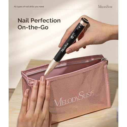 MelodySusie Pen-Shaped Stepless Speed Adjustment Cordless Nail Drill, SM220G 30000RPM Portable Rechargeable E-File with Rotary Lock for All Manicure Shaping & Acrylic Gel Removal for Pros at Home