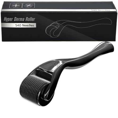 Microneedling Roller Beard Roller 540 Stainless Steel Micro Needling Roller for Hair Home Use (Black)