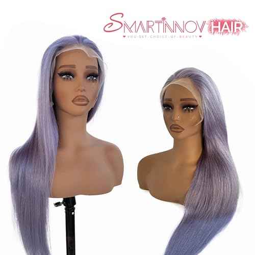 Purple Lace Front Wigs Human Hair 24 Inch 150% Density 13x6 HD Lilac Lace Front Virgin Hair Pre Plucked with Baby Hair Wear and Go Light Purple Bleached Knots Transparent Lace Wigs for Women