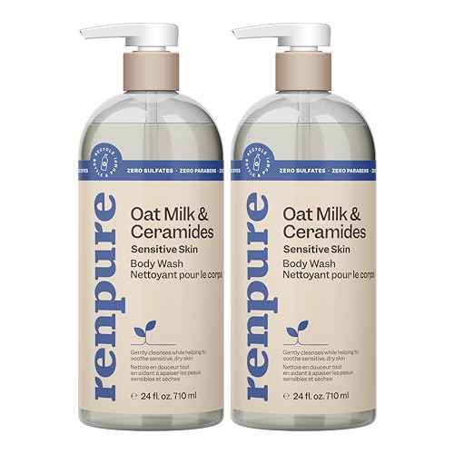 Renpure Oat Milk & Ceramides Body Wash - For Gentle Cleansing & Hydration - For Sensitive Skin - Oat Milk & Ceramides - 24 Fl Oz each, 2 Pack