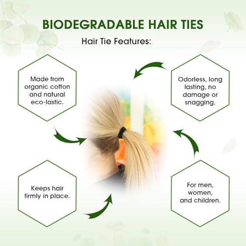BIODEGRADABLE Elastic Hair Ties for Women & Men - Organic No Crease Brown Hair Tie Ponytail Holders and Hairties for Buns - Plastic Free Hairbands for Women and Mens Hair - 5mm (27 count)