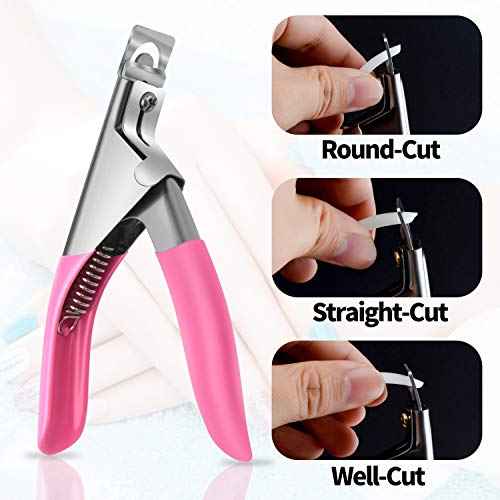 Acrylic Nail Tips 500pcs, French Fake Nails Natural False Nail Tips with Nail Clipper and Storage Case for Nail Art Salon and Home DIY (10 Sizes)