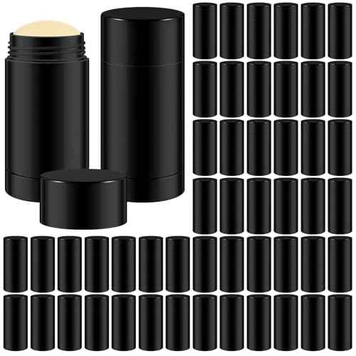 50 Pcs 30 ml Empty Deodorant Containers Twistup Filling Stick Plastic Deodorant Container Refillable Bottles Bottomfill Round Lip Balm Tubes Cylinder for DIY Lip Balm (Black)