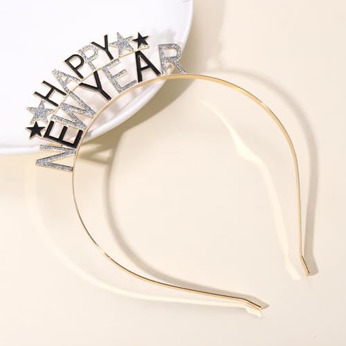 PHALIN Happy New Year Headbands for Women, New Year’s Eve Hat Star Hairbands New Year Party Supplies Holiday Gifts