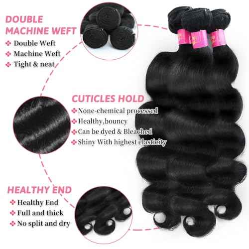 12A Human Hair Bundles Body Wave 100% Unprocessed Brazilian Virgin Hair 3 Bundles Human Hair Extensions Quick Weave Human Hair £¨18 20 22£©