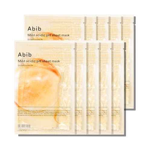 Abib Mild acidic pH sheet mask Glutathiosome fit (10 Sheets) | Face Mask for Glass Glow Skin, Glutathione and Niacinamide, Improves Dark Spots & Revitalize Dull Skin, Korean Skin Care