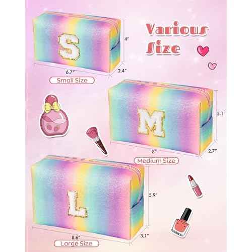 Christmas Gifts for Grandkids, Birthday Gifts for 4 5 6 7 8 9 10 11 12 Year Old Girl, Initial Makeup Toiletry Bag, Stocking Stuffers for Kids, Kindergarten Graduation Gifts, Cute Trendy Stuff