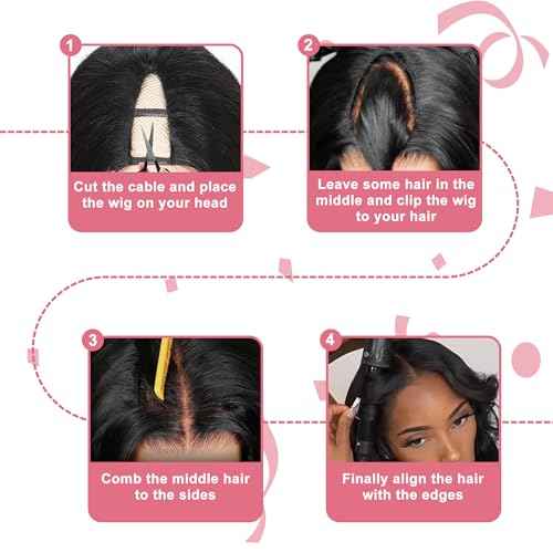 V Part Wig Human Hair Body Wave 100% Real Human Hair Upgrade U Part Human Hair Wig 180% Density Beginner Friendly 1B/30 (22 inch)
