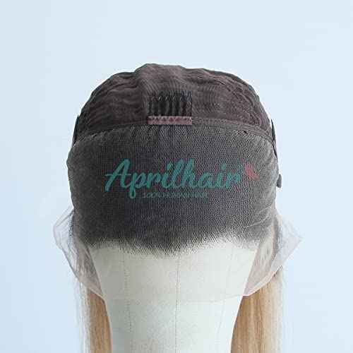 Pre-plucked Ombre #1B/27 Dark Root Honey Blonde Ear To Ear Lace Front Wigs Straight Glueless 150% Density Brazilian Virgin Human Hair With Baby Hair Full (18" inch, Lace Front Wig Straight)