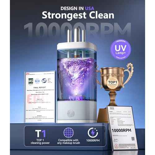 5.0 Upgraded Makeup Brush Cleaner Machine¡¼Industry NO.1-10000 RPM Turbine Motor¡½Electric Makeup Brush Cleaner¡¼SGS Certified - Zero Dust Residue¡½Universal One-Button Cleaner, makeup brushes cleaner