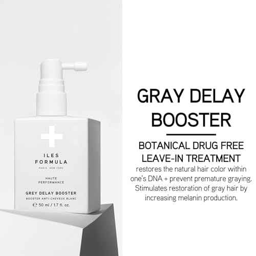 ILES FORMULA Grey Delay Anti Gray Hair Booster ? Botanical Leave-In Treatment Spray with Silverfree and Melanogray to Restore Natural Hair Color and Prevent Premature Greying, 1-Month Supply
