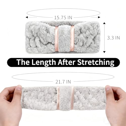 4 Pack Microfiber Towel Headbands for Washing Face, Spa & Skincare for Women (Beige, Dark brown, Grey, Black)