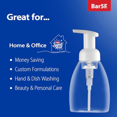 Bar5F 2-Pack Foaming Pump Bottle for Dr. Bronner's Castile Soap and All Generic Concentrated or Regular Soaps, Crystal Clear, 8.5-Ounce