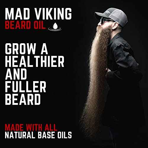 Mad Viking Fenrir Beard Oil ? Hydrate, Soften, And Grow Your Beard Naturally. Fight Itch And Dandruff With A Bold Neroli, Rum & Tobacco Scent. Made In The USA - 2oz