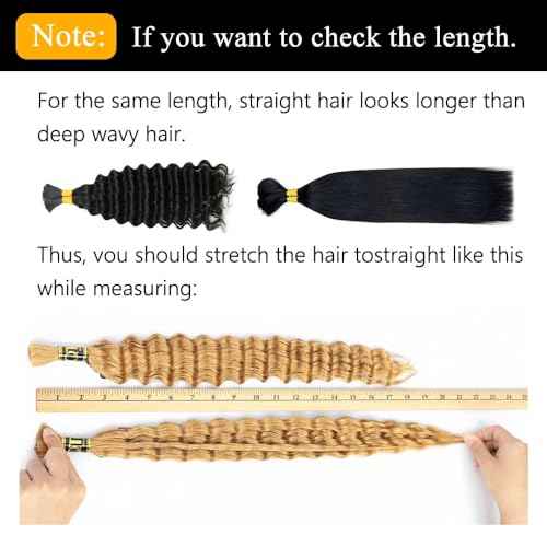 QTHAIR 16A Grade Deep Wave Bulk Human Hair for Braiding, 18 Inch, 200g, Honey Brown #27, Human Bulk Hair for Micro Braiding No Weft, Curly Human Hair for Boho Braids