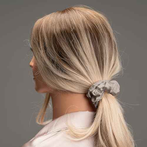 Silk Scrunchies for Hair 100% Mulberry Silk Hair Ties£¨Silver gray, Dark gray, Pink£©