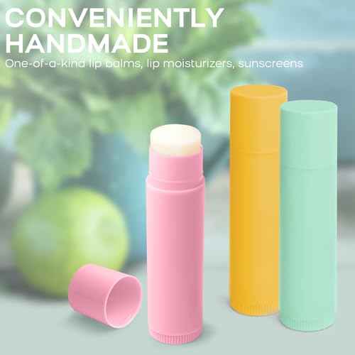 JuLand 50 Packs Empty Lip Balm Tubes 5.5ml - Refillable Round Lipstick Containers and BPA Free, Leak-Free Lip Balm Empty Containers for DIY, White