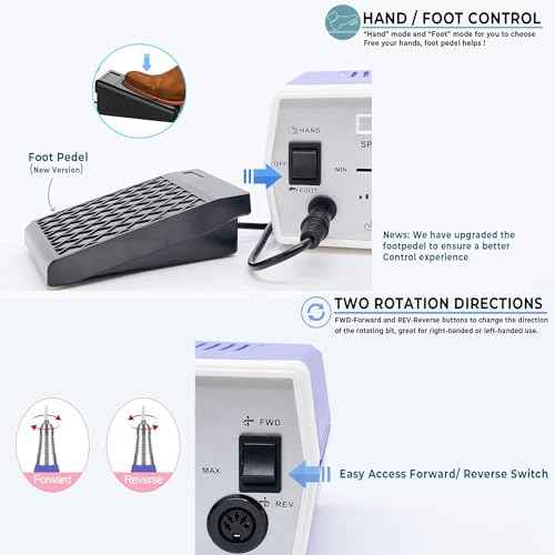 V?fa?? Upgraded Nail Drill Electric Nail File, JD700 Nail Drills for Acrylic Nails Professional 30000RPM Manicure Tools Acrylic Nail Drill for Nail Dip Kit Acrylic Powder Poly Nail Gel B-01