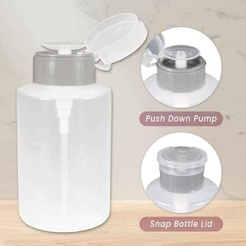 9oz Gray Push Down Pump Dispenser Empty Refillerble Bottle with Flip Top Cap - for Nail Polish, Travel, Cosmetics Packaging