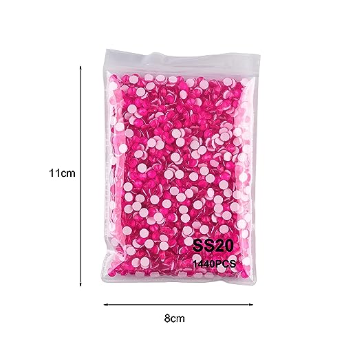 Blinginbox Flatback Glass Rhinestones,Neon Gems 1440pcs Non Hotfix Crystal Rhinestones for Nail Crafts Clothes Tumblers Face Makeup,Rose Neon,SS20