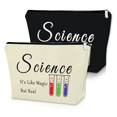 Science Teacher Gifts for Women 2PCS Makeup Bag Science Teacher Appreciation Gifts Graduation Gift for Scientist Lovers Chemistry Science Gift Cosmetic Bag Birthday Christmas Gifts for Women Friend