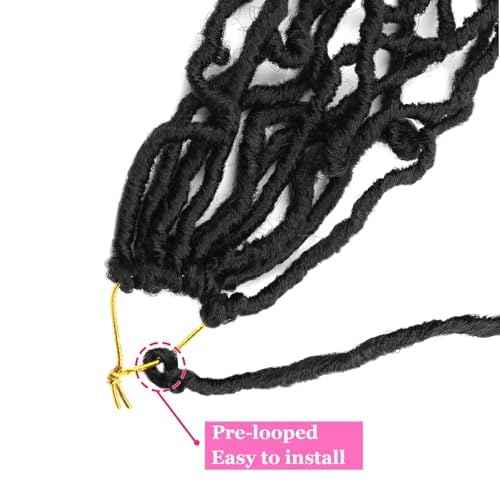 7 Packs 36 Inch Soft Locs Crochet Hair Pre Looped Curly Wavy Distressed Faux Locs for Butterfly Locs Crochet Braids for Black Women (1B, 36 Inch(pack of 7))