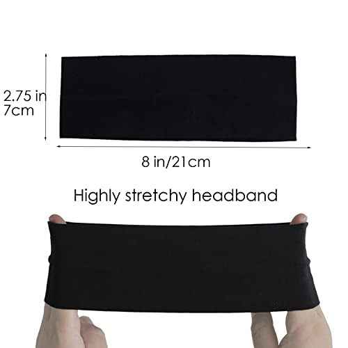 6 Pcs Black Headbands for Women Hair Cotton Headband Non-slip Stretchy Elastic Head Wrap Holder Hair Accessories