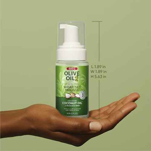 ORS Olive Oil Hold & Shine Wrap Set Mousse Infused with Coconut Oil 3.7 Ounces (Pack of 2)