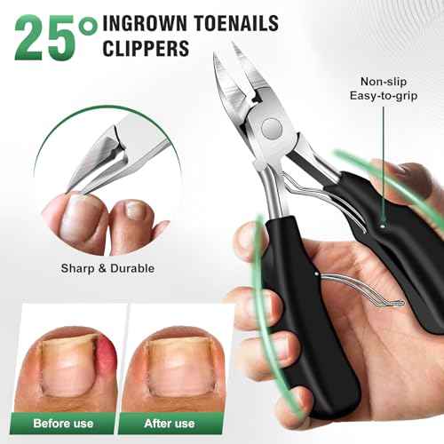 Toenail Clippers for Seniors Thick Toenails, 2025 Upgrade Long HandleToe Nail Clippers with Angled Head, 45¡Æ Slanted Toenail Clippers and 37mm Wide Opening Ingrown Nail Clippers, 6PCS