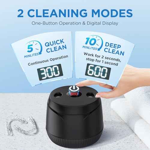 Dental Ultrasonic Retainer Cleaner Machine - Dental Cleaning Pod for Denture, Mouth Guard, Aligner, Night Guard, Braces, Toothbrush Heads, Jewelry, 45kHz Retainer Cleaner with Digital Timer & 200ML