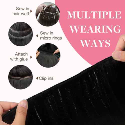 GOO GOO Sew in Hair Extensions Real Human Hair, Weft Hair Extensions Human Hair, 2 Dark Brown 20inch 105g, Weft Bundles Straight Silky Remy Hair