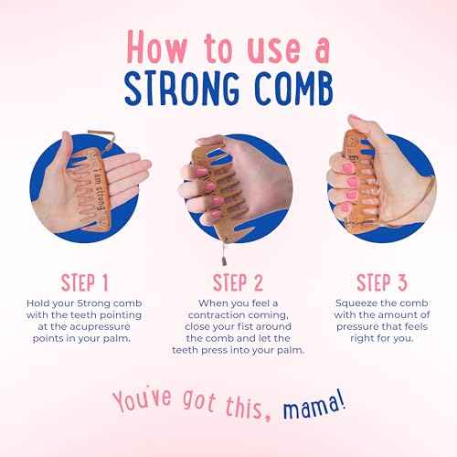 Mama Natural Strong Birth Comb - Labor Comb With Wide Teeth (1 Piece) - Wood Comb For Pregnancy Contractions - Birth Comb for Labor Pain & Pregnancy Gifts - Labor And Delivery Essentials Hand Comb