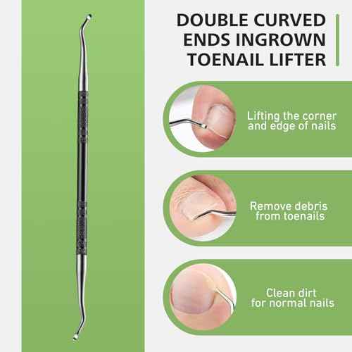 BALUCA Toenail File for Thick Nails & Ingrown Relief | Heavy Duty Metal Emery Board with Toenail Lifter for Seniors, Coarse Grit & Durable Stainless Steel Design (Black, 1.0, Count, 180/240 Grit)