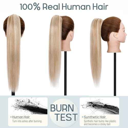 Rich Choices Claw Clip Ponytail Extension Human Hair Real Hair Ponytail Balayage Golden Brown Highlighted Bleach Blonde 16 Inch 105g One Piece Clip In Long Ponytail Hair Extension For Women #12P613