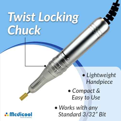 Medicool TurboFile II Electric Nail File -White Lightweight 30,000 RPM Quiet No Vibration Locking Chuck 3/32 Tools | TURBOFLEII