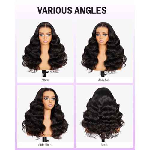 6x5 Glueless Wigs Human Hair Pre Plucked Pre Cut 210% Density for Women Drawstring Wig Human Hair with Baby Hair Wear and Go Body Wave Wig Pre Plucked with Natural Hairline(20 Inch)
