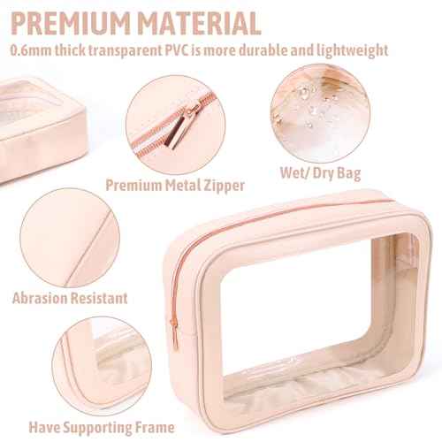 5PCS Clear Toiletry Bag,TSA Approved Travel Makeup Pouch with Zipper for Cosmetics and Toiletries£¬Diaper Bag Organizer Pouch Set£¬Women's Purse Organizer and Clear Car Bag