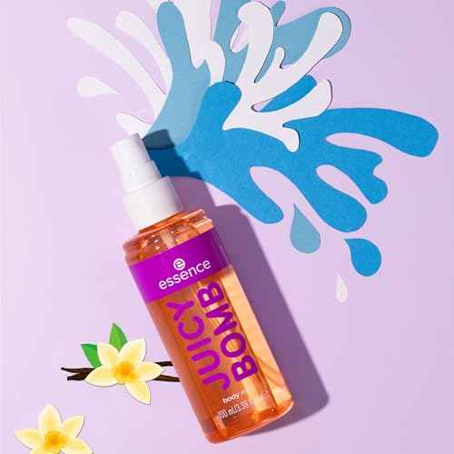 essence | Juicy Bomb Body Mist| Sweet Vanilla with Plum & Amber | Long-Lasting, Travel-Friendly & Vegan (01 | Vanilla)