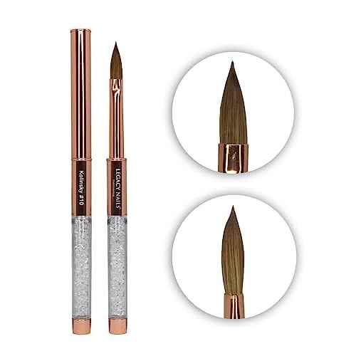 Legacy Nails Professional Rose Gold Kolinsky Nail Brush #10 - Perfect For Sculpting Acrylic Nail Extensions Flexible bristles Light weight