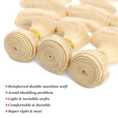 613 Blonde Bundles Human Hair #613 Body Wave Bundles Unprocessed Brazilian Virgin Remy Hair Extensions Double Weft 26 28 30 Inch